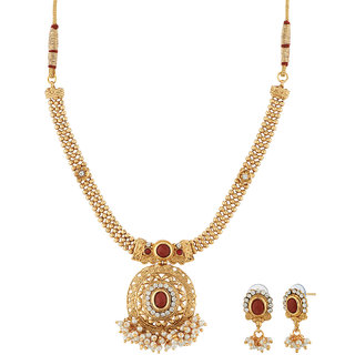 Antique  Traditional Pearl  Stone Women Wedding Jewellery Necklace Set (MJ0195)