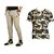 Combo Pack of Biscuit Black Track Pant  Army T shirt