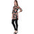 Ruhaans Black Crepe Floral Round Neck Casual Tunic