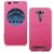 Heartly GoldSand Sparkle Luxury PU Leather Window Flip Stand Back Case Cover For Asus Zenfone 2 Laser ZE500KL 5 inch - Cute Pink