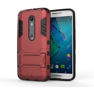 Heartly Graphic Designed Stand Hard Dual Rugged Armor Hybrid Bumper Back Case Cover For Motorola Moto X Style - Hot Red