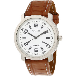 Oura Analog Round White Dial Casual Wear Watch For Men