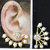White Pearl Flower Stone Ear - Cuff Earring