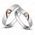 RM Jewellers CZ 92.5 Sterling Silver American Diamond Lovely Heart Couple Band For Men and Women
