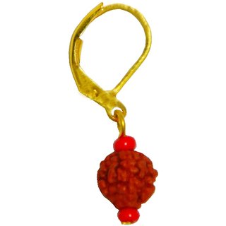Buy Men Style Big Bali Rudraksha Gold Wood Earring For Men Online - Get 70% Off