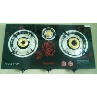 Surya 3 burner gas stove with marble finish top