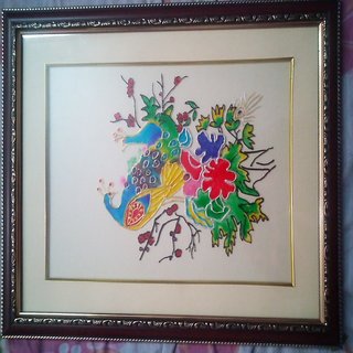 Buy Love Bird Awesome Peacock Glass Painting Online @ ₹2000 from ShopClues
