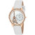 Swisstone JEWELS-LR211-WHT White Dial White Leather Strap Wrist Watch for Women/Girls