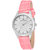 Swisstone VOGLR511-WHT-PNK White Dial Pink Leather strap wrist watch for Women/Girls