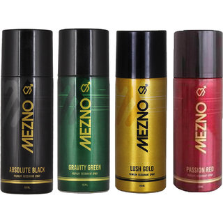 Mezno Fragrance Deodorant Body Spray For Men- Pack Of 4- 150ml Each