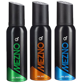 Mezno Fragrance Deodorant Body Spray For Men- Pack Of 3- 120ml Each