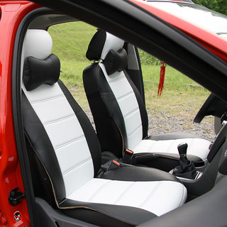 Black and white seat covers top
