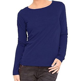 Buy Womens Long Sleeve Royal Blue Plain T-Shirt Online @ ₹449 from ...