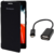 ClickAway Black Flip Cover For LENOVO A6000 PLUS  WITH Micro OTG Cable