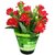 Go Hooked Gracious Red  Green Artificial Flowers with Pot - GRDPGNPKFLWRBIGBDI