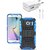YGS Tough Rugged Dual Layer Back Case with Kickstand for Samsung Galaxy S7 Edge-Blue With USB Data Cable and Wall Charger