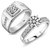 RM Jewellers CZ 92.5 Sterling Silver American Diamond Lovely Princess Couple Band For Men and Women