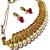 necklace studded with green maroon stones and pearl