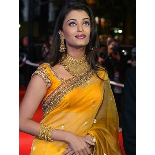 Online Aishwarya Rai Style Golden Yellow Saree Prices Shopclues India Here aishwarya seems to be a trend setter by flaunting this beautiful indian saree. aishwarya rai style golden yellow saree