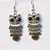 WF Vintage SILVER Cute Owl Dangle Hook Drop Earrings For Women Jewelry