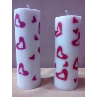 Decorative Heart Border Candle-6X1.5 Inches