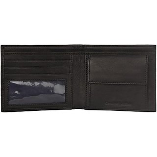 Justanned Men Formal Black Genuine Leather Wallet         (3 Card Slots)MW03