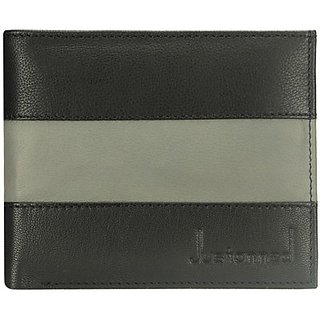Justanned Men Black Genuine Leather Wallet         (5 Card Slots)MW212-1