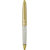 P-101 Exclusive Golden Finish White Crystal Ball Pen with Golden Trim