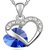 Caratcube Blue 18K White Gold Plated Silver Austrian Crystal Elegant Trendy Style Heart Shape Pendant Set With Earrings