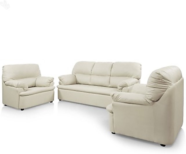 Buy Comfort Couch Leatherette 3 1 1 Sofa Set Finish Color Cream Configuration Straight Online Get 23 Off