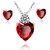 Caratcube Bright Red 18K White Gold Plated Silver Austrian Crystal Heart Shape Pendant Set With Earrings For Women