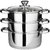 Pristine Tri Ply Induction Base Stainless Steel 3 Tier Multi Purpose Steamer with Glass Lid, 18 cm, 1Piece (3 Separate T