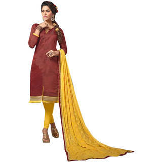 The Ethnic Chic Dusty Rust Colored Chanderi Cotton Suit