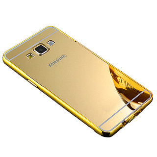Mirror Back Cover Case Metal Frame Samsung J7 Gold