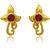 Mahi Exa Collection Ruby Red Floral Vine Gold Plated Stud Earrings for Women ER6012011G