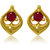 Mahi Exa Collection Ruby Red Heart Drop Gold Plated Stud Earrings for Women ER6012018G