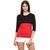 Hypernation Solid Womens Round Neck Black, Red T-Shirt