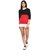 Hypernation Solid Womens Round Neck Black, Red T-Shirt