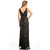 Designer Jorge Terra (Spain) long party dress gown - front  back embellished with black beads on black tulle