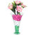 DBoro Transparent Glass Small Size Flower Vase With Off Pink Rose