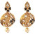 Kriaa Polki Black Meenakari Pearl Drop Gold Finish Dangle Earrings - 1307206B