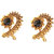 Kriaa Black Austrian Stone Gold Finish Ear Cuff -  1307210B