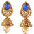 Kriaa Blue Austrian Stone Pearl Drop Gold Finish Jhumki Earrings - 1307214B
