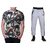 Combo Pack Of Mens Cotton Track Pant With Side Strips  Army Design Tshirt