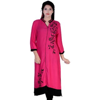 Buy Ladies 34th Sleeves Plain Poly Rayon Kurti at Best Price Manufacturer  in Jamnagar