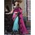 Deepfashion Blue  Pink Net Embroidered Saree With Blouse