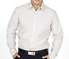White Full Sleeves Plain Formal Shirt For Mens