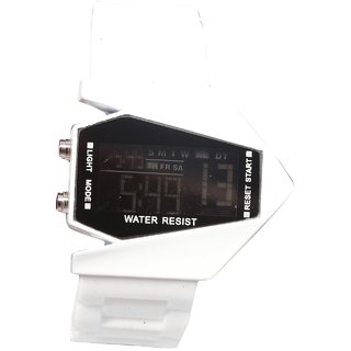 Unisex Black Dial White Belt Digital Designer dial Women And Men Watches