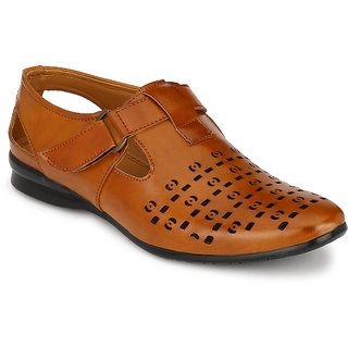 Men's Tan Velcro Sandals Image