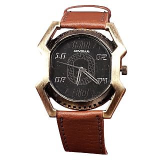 Men Advogoe Gloden black Dial With Brown Belt boys Watches